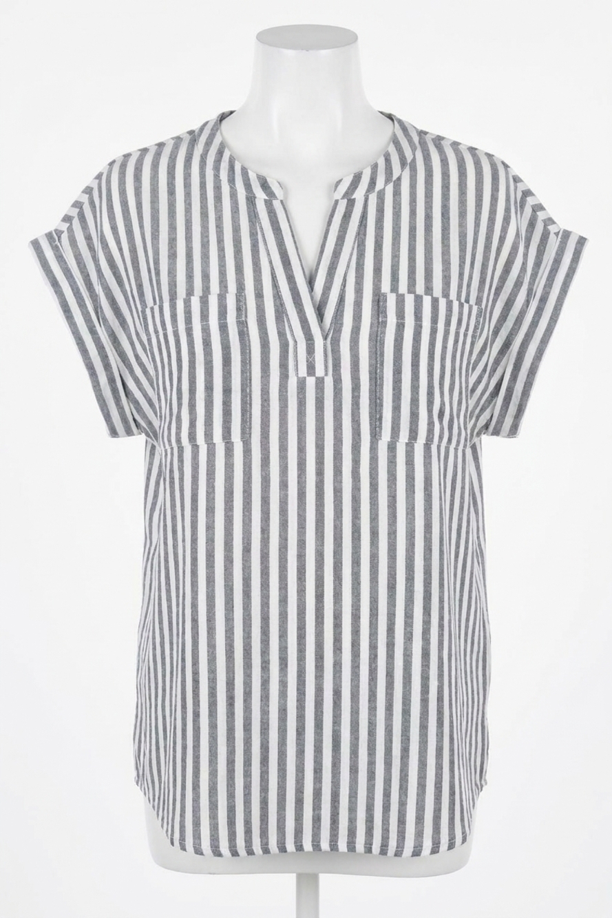 NEW SEW IN LOVE stripe top in grey/white